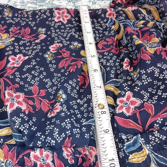 Trixxi Dress Womens Large Floral Square Neck Puff Sleeve Ruffle Boho Chiffon - Picture 14 of 16